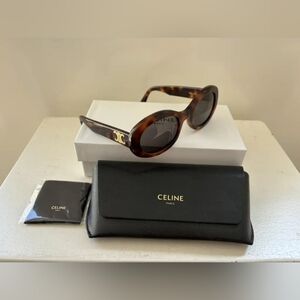 Celine Triomphe Logo Oval Acetate Sunglasses
